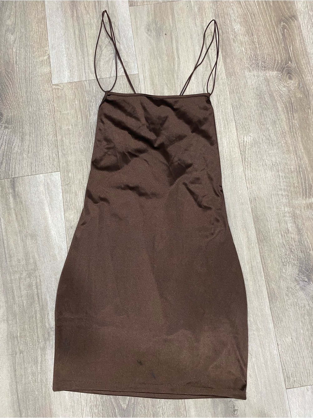 Sleek Brown Slip Dress with Spaghetti Straps